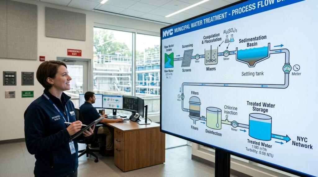 Diagramme du processus de traitement de l'eau