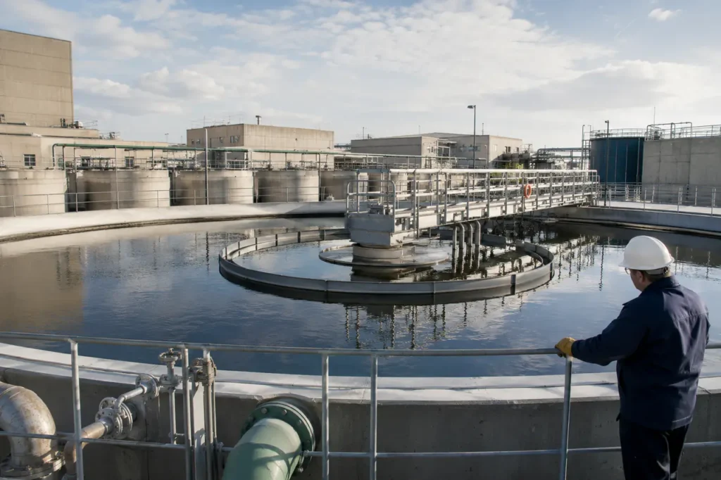 Équipement de traitement par débit hydraulique du clarificateur avec détails de tuyauterie et d'inspection